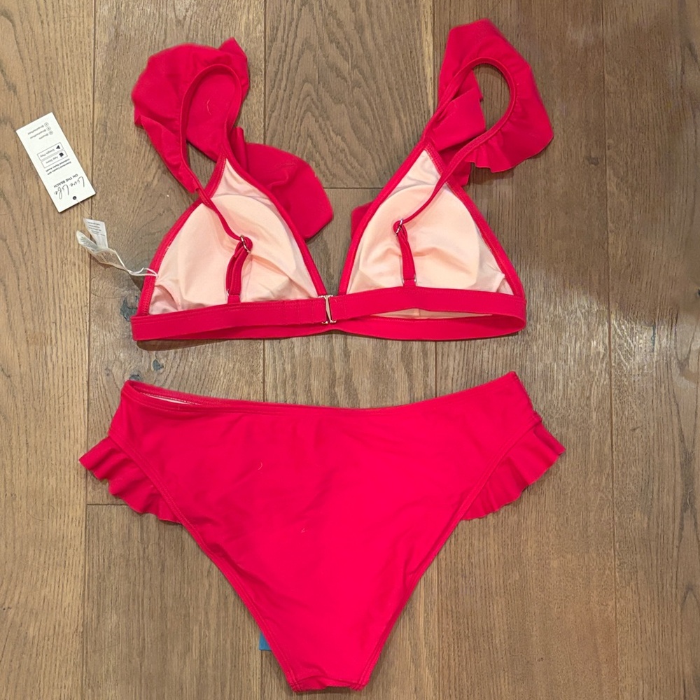Cupshe Red Ruffle Bikini Set - Picture 3 of 3